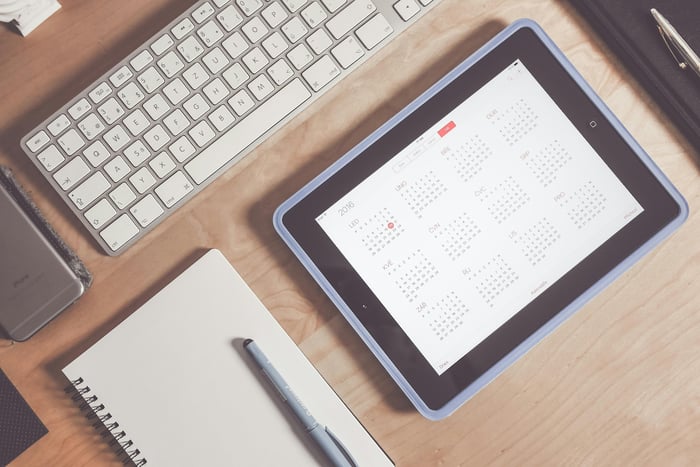 La aplicación de calendario en un iPad