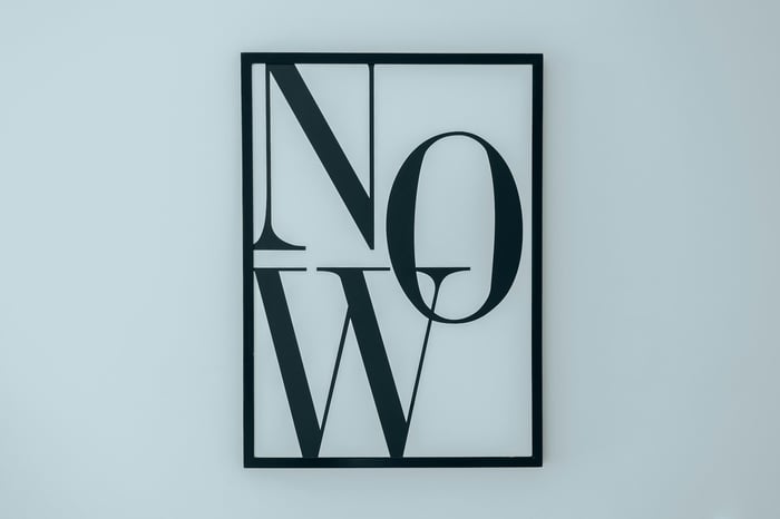 Art on a wall saying NOW