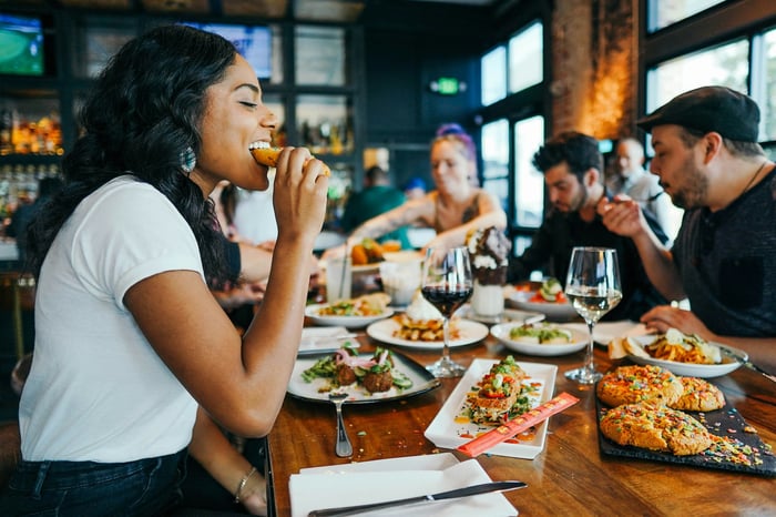 People eating at a restaurant