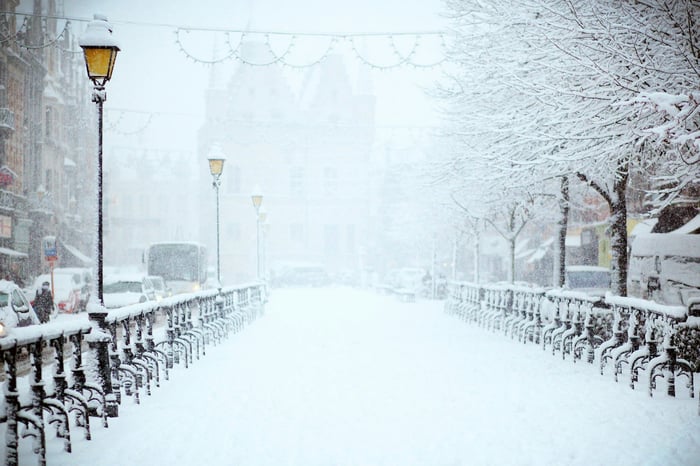 A road covered in snow