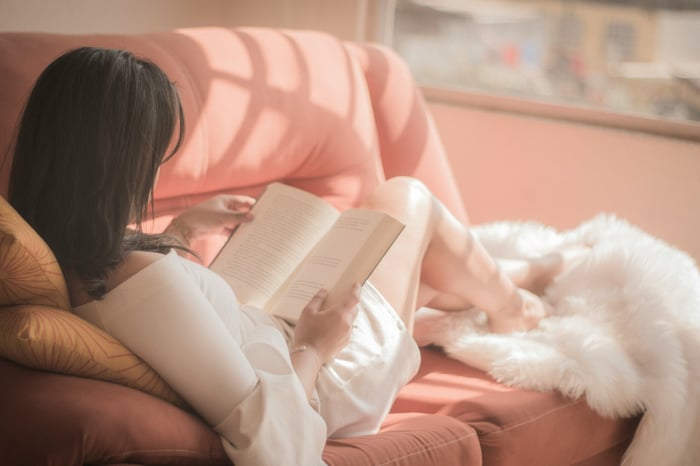 A woman reading a book